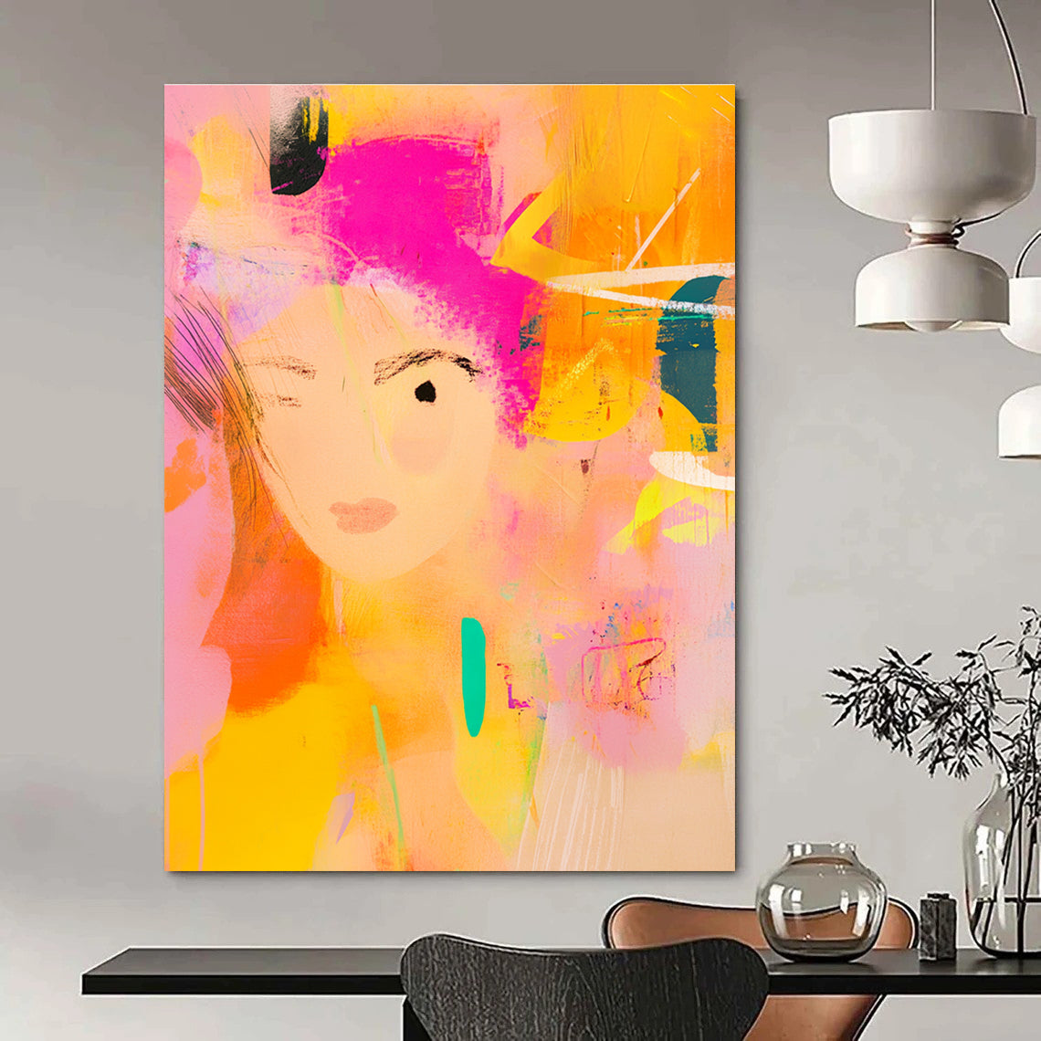 Colorful Abstract Portrait Playful Figurative Art GAB0379