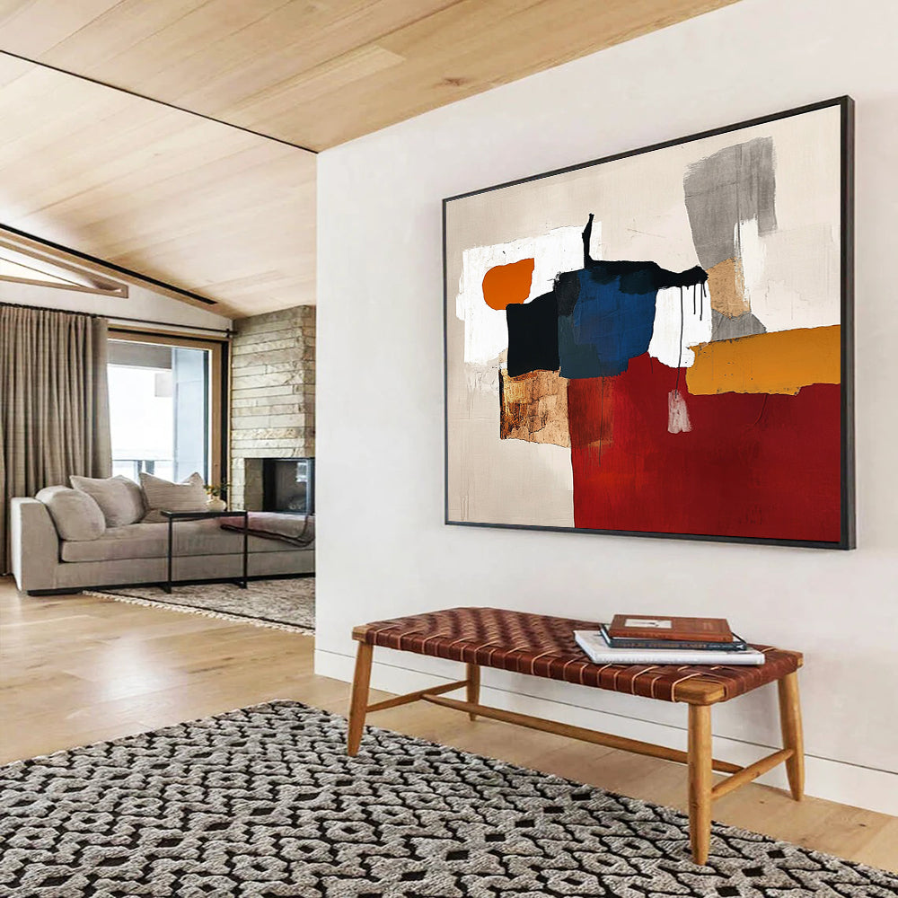 Color Block Collage Abstract Painting with Eclectic, Artistic Fusion ABS487