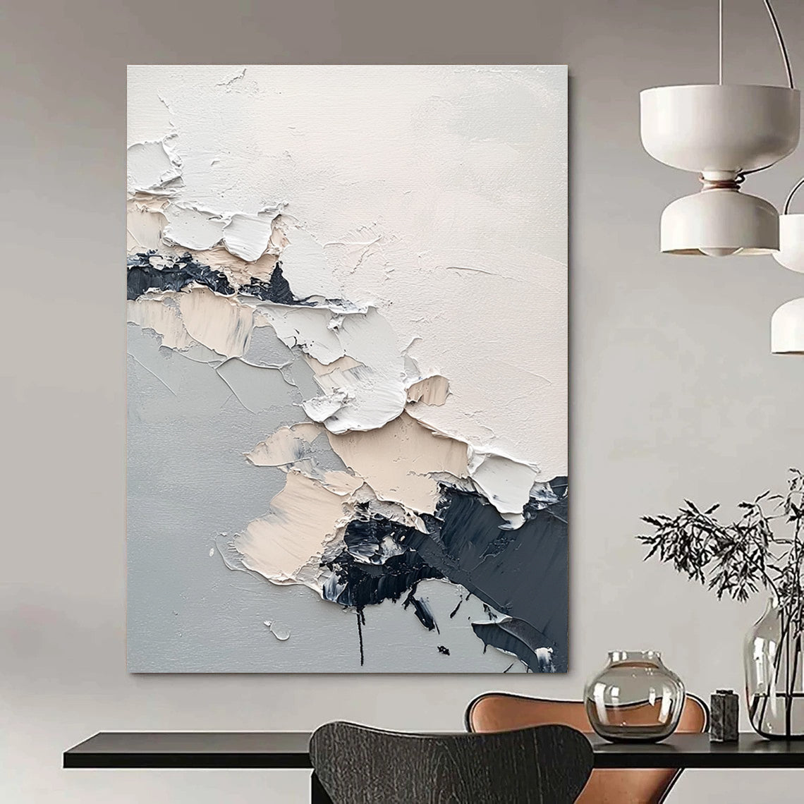 Textured Neutral Abstract Painting for Sophisticated Offices GAB0771