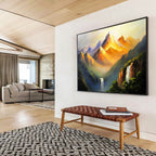 Majestic Mountain Landscape Painting with Dramatic Light ABS576
