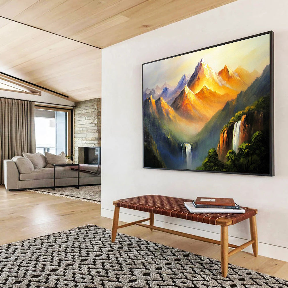 Majestic Mountain Landscape Painting with Dramatic Light ABS576