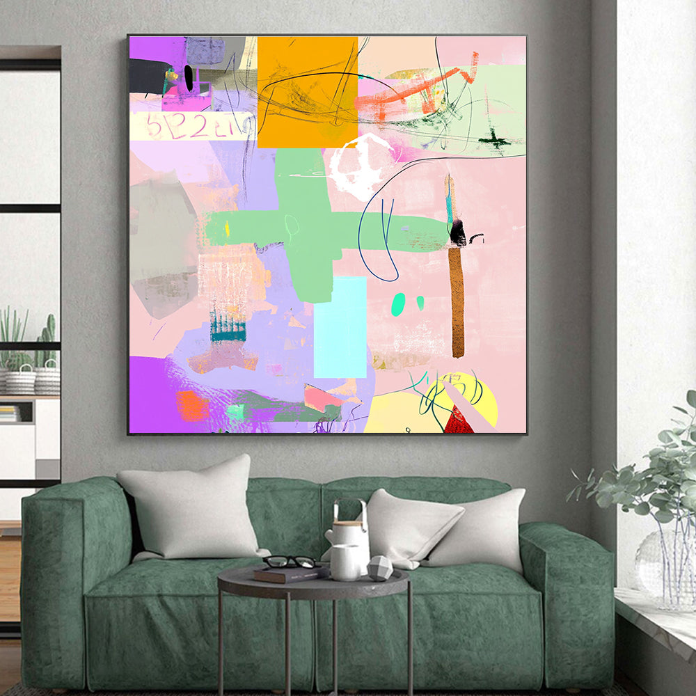Colorful Geometric Collage Abstract Painting with Vivid Diversity WINK209