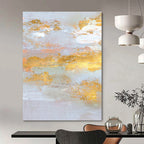 Gold - Accented Abstract Landscape Painting for Luxury Home Entrances HENG159