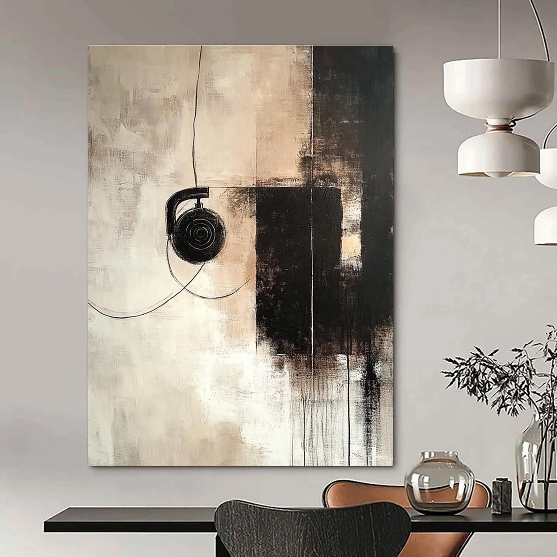 Headphone Abstract Painting for Music Lover’s Home Studios GAB1186