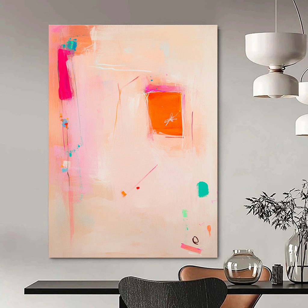 Soft Pink Abstract with Dragonfly Painting for Bohemian Bedrooms GAB1153