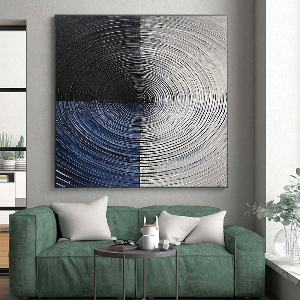 Circular Abstract Painting with Textured Rings WINK832