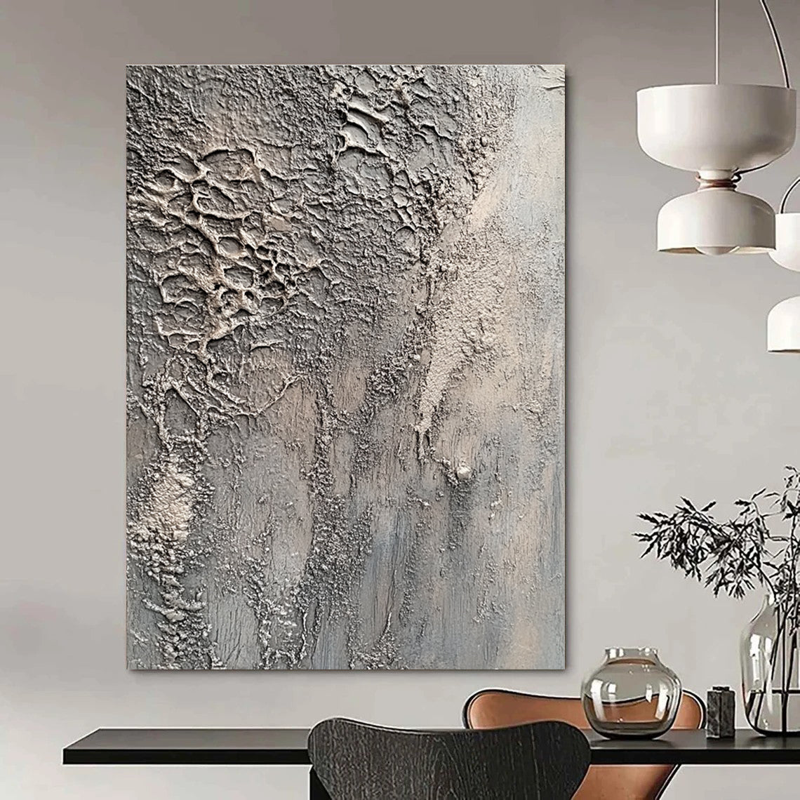Textured Grey Complexity Abstract Painting of Intricate Surfaces GAB0088