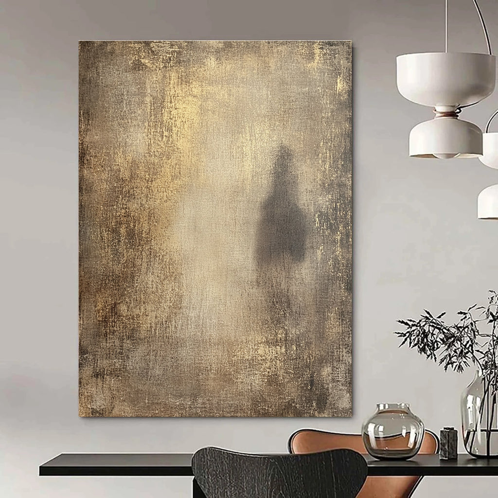 Shadowy Figure Abstract Painting with Muted Tones GAB0048