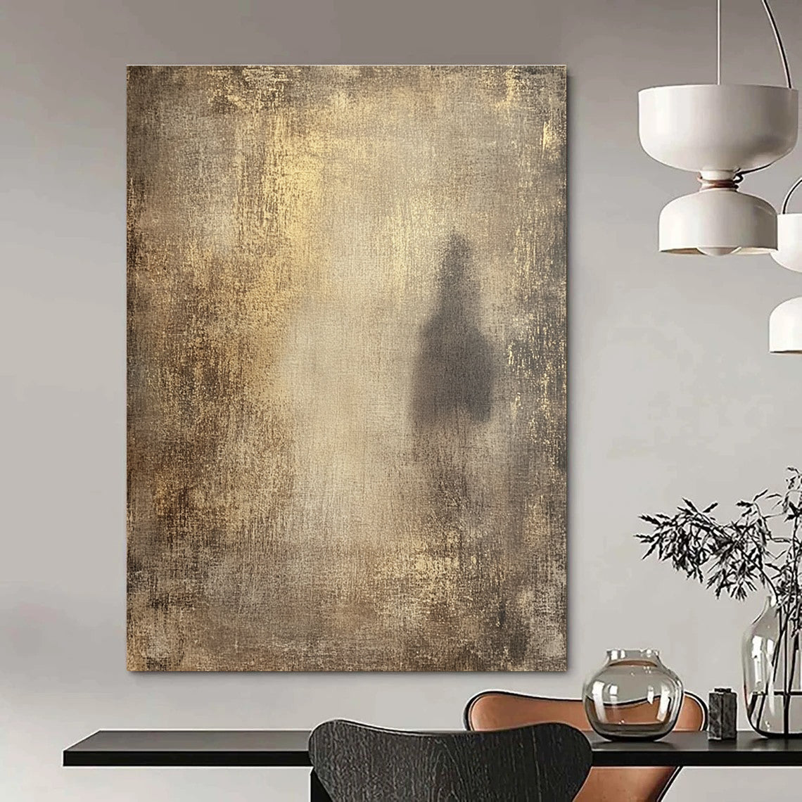Shadowy Figure Abstract Painting with Muted Tones GAB0048