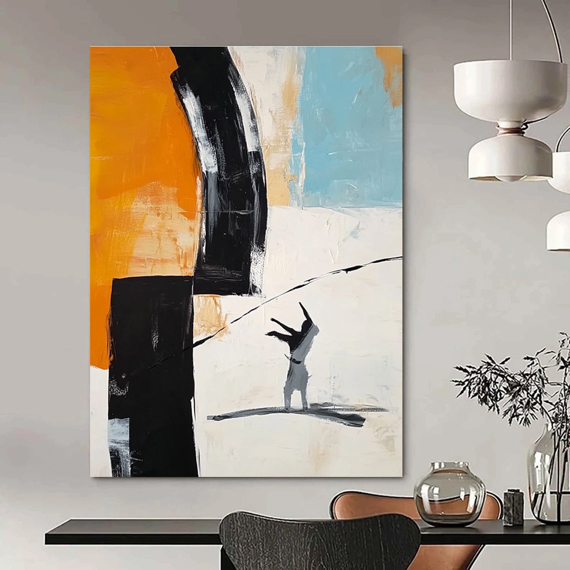Figure and Color Block Abstract Painting for Contemporary Office Collaboration Zones GAB1193