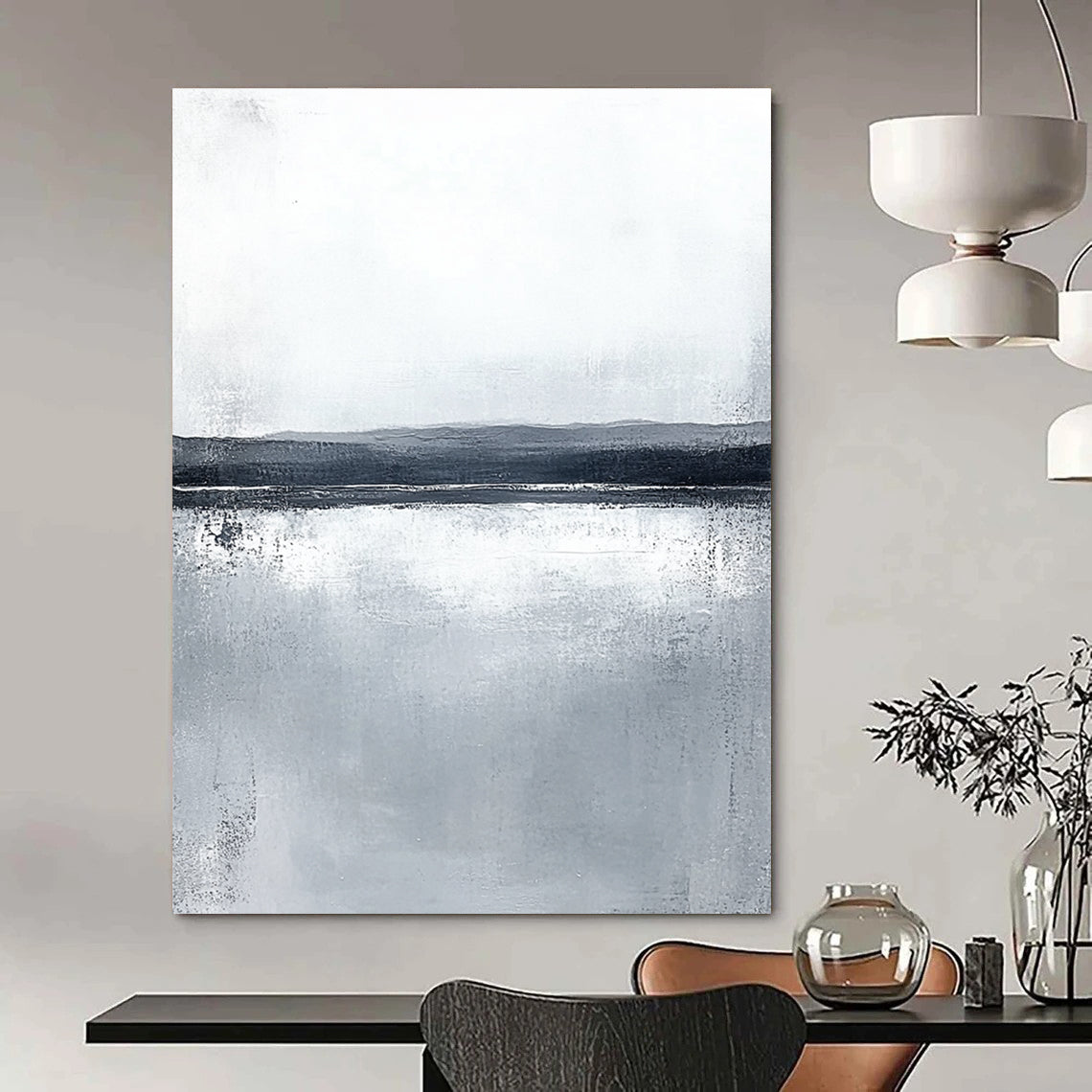 Monochrome Lake Abstract - Subtle Landscape Art GAB0556