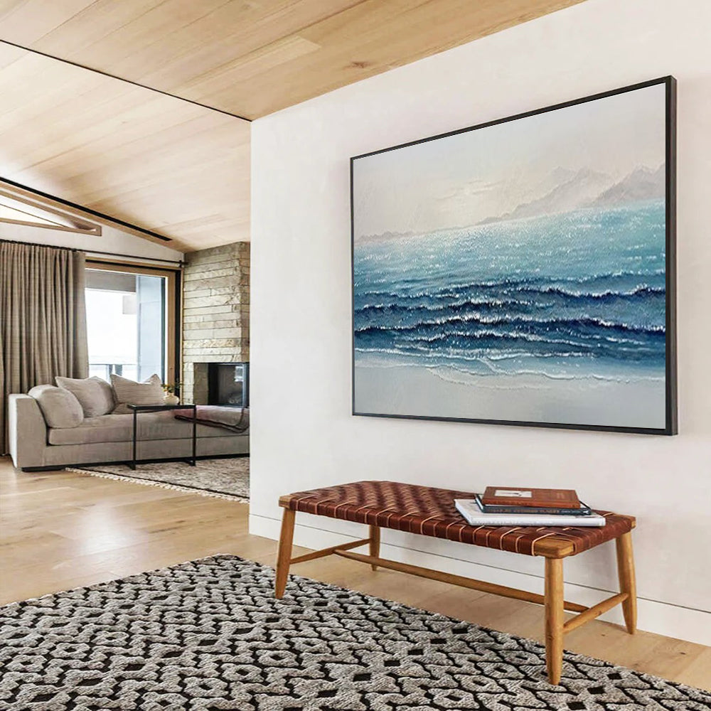 Sparkling Sea Abstract Painting for Nautical - Themed Offices YHT185