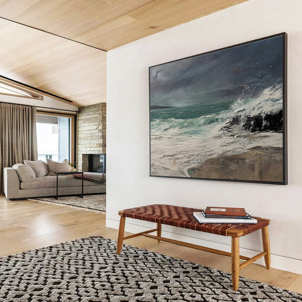 Stormy Sea Abstract Dramatic Seascape Painting for Bold Interiors YHT042