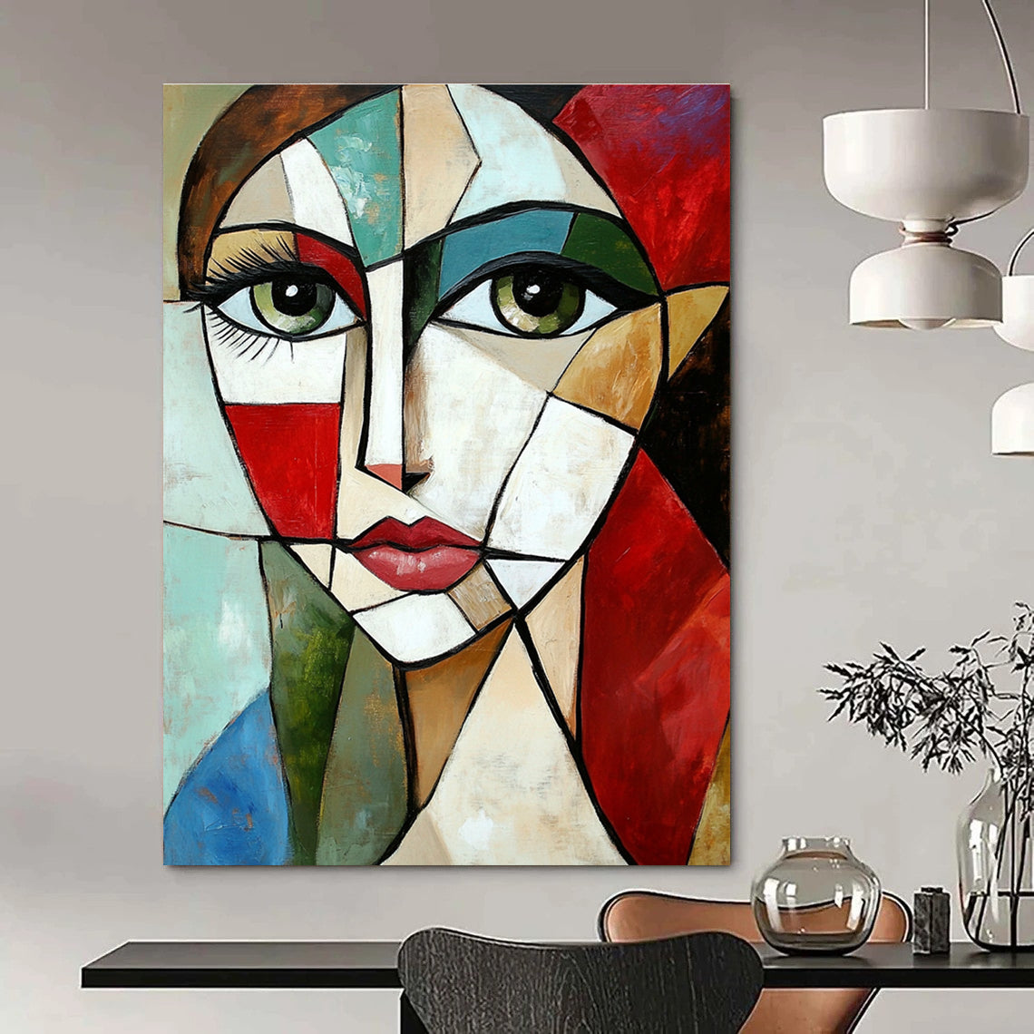 Cubist Woman’s Face Artistic Abstract Painting for Avant - Garde Interiors GAB1427