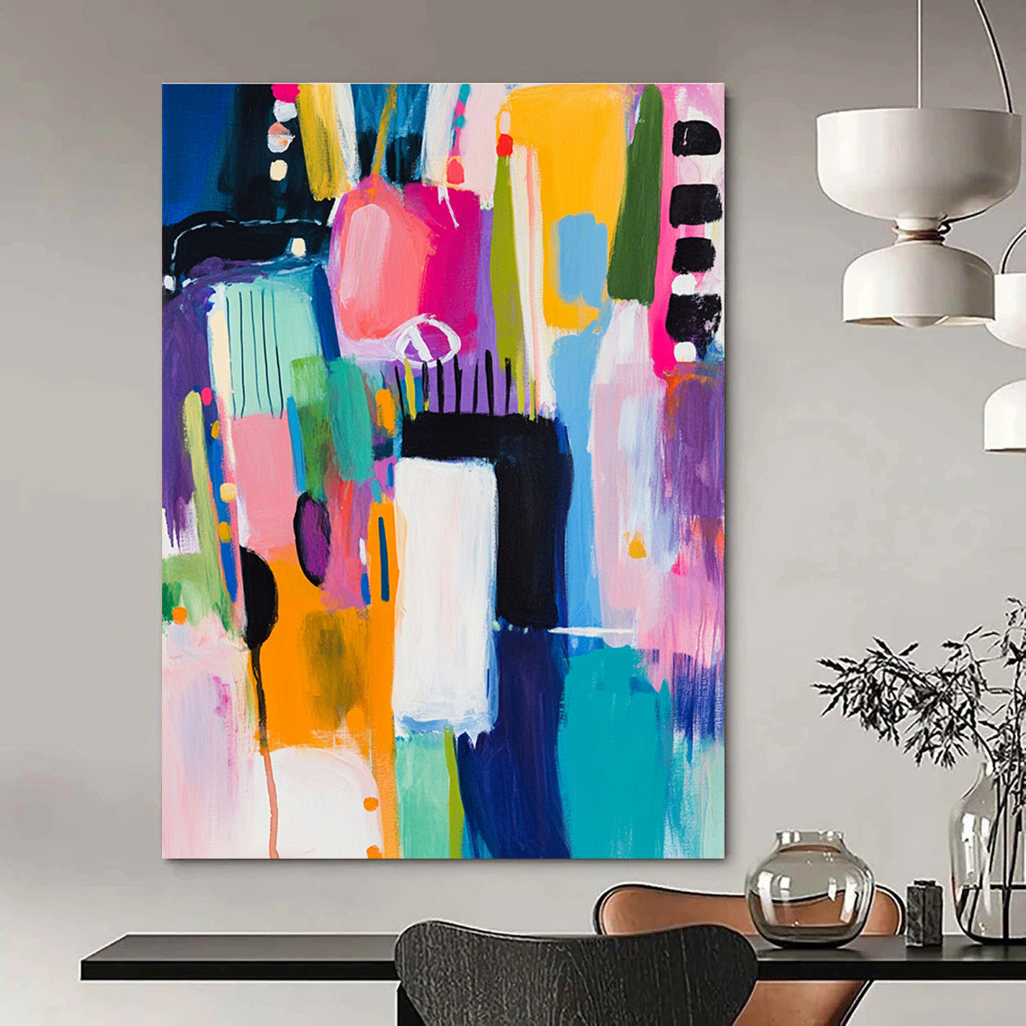Colorful Abstract Blocks Painting for Playful Kids' Rooms GAB1143
