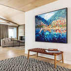 Coastal Town Sail Abstract Painting for Yacht Club Dining Rooms YHT439