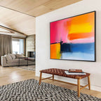 Pink, Orange and Blue Abstract Sunset Painting with Vibrant Hues ABS409