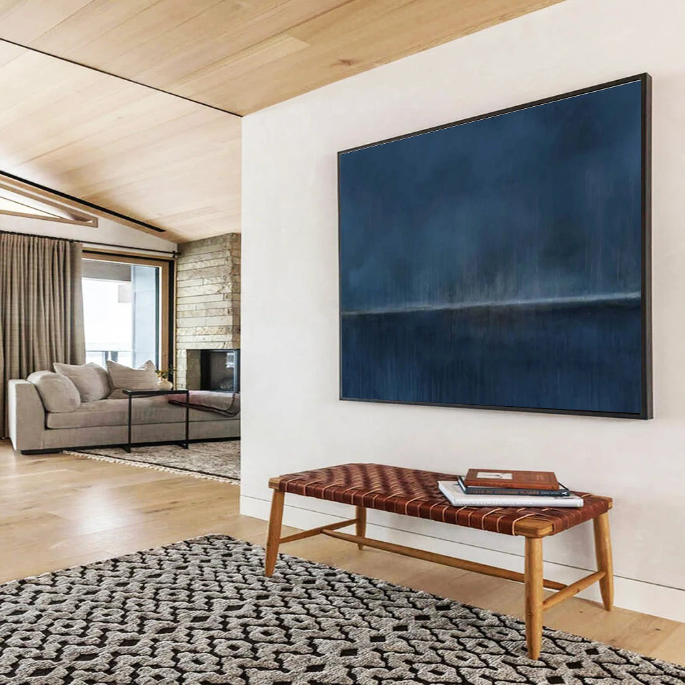 Dark Rainy Sea Abstract Painting for Nautical - Themed Home Theaters YHT272