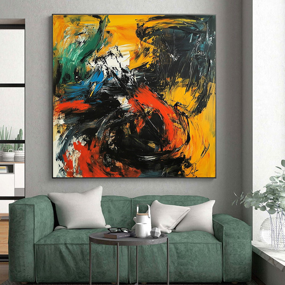 Vivid Color Clash Abstract Painting with Bold Contrasts WINK751