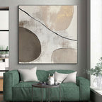 Beige and Gray Minimalist Forms Abstract Painting with Subtle Harmony WINK047