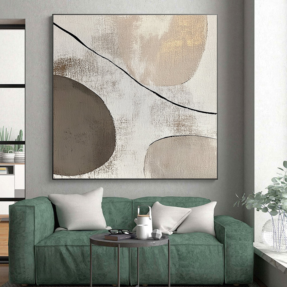 Beige and Gray Minimalist Forms Abstract Painting with Subtle Harmony WINK047