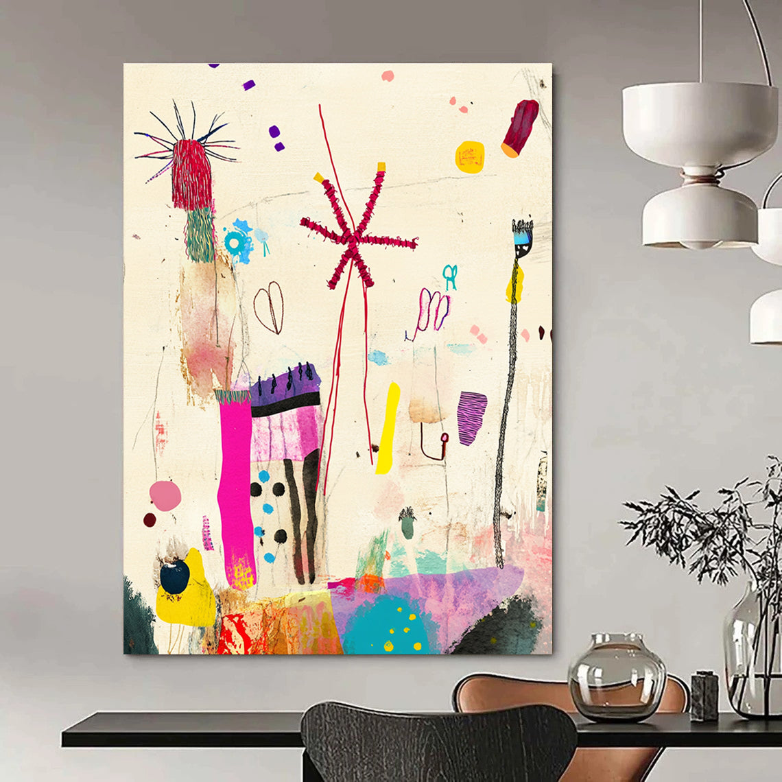 Colorful Abstract Doodles Abstract Painting for Creative Studio Break Areas GAB1363