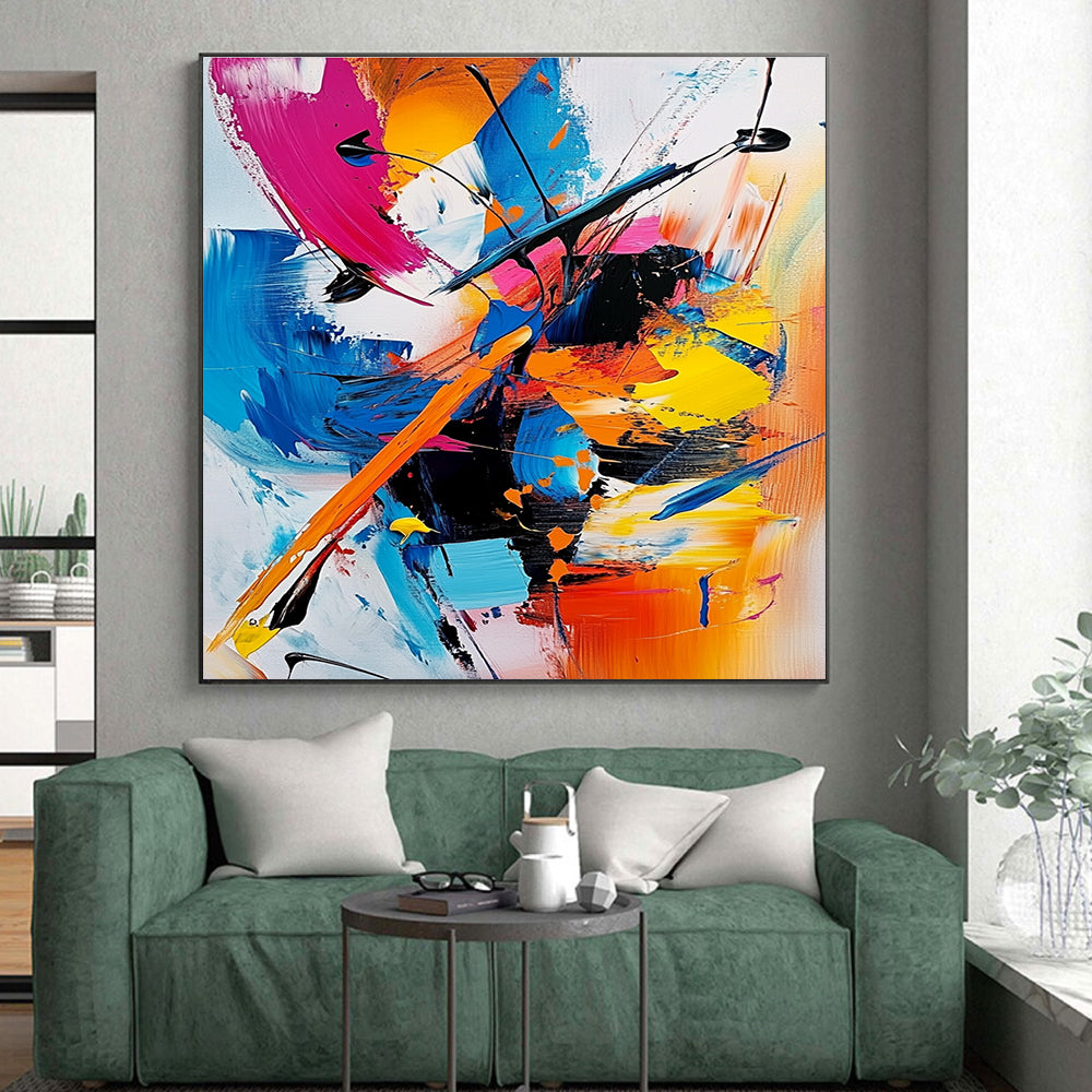Colorful Dynamic Abstract Painting with Vivid Brushstrokes WINK640