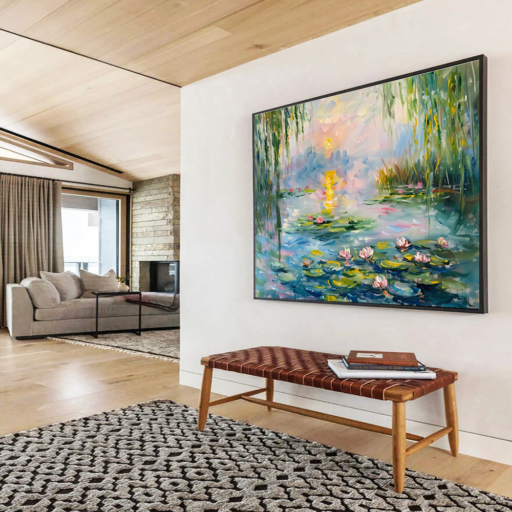 Water Lily Pond Abstract Painting for Spa Retreats YHT194