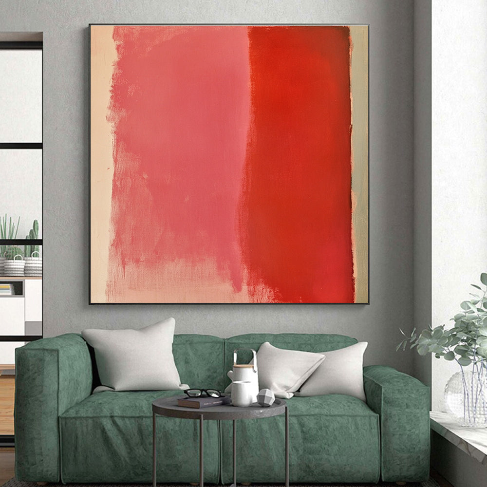 Pink and Red Divide Abstract Painting with Warm Contrast WINK133