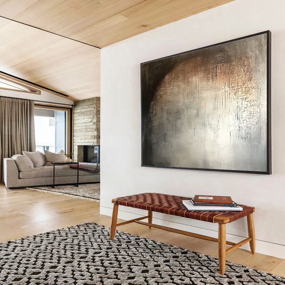 Moody Textured Neutral Understated Drama Abstract Painting ABS125