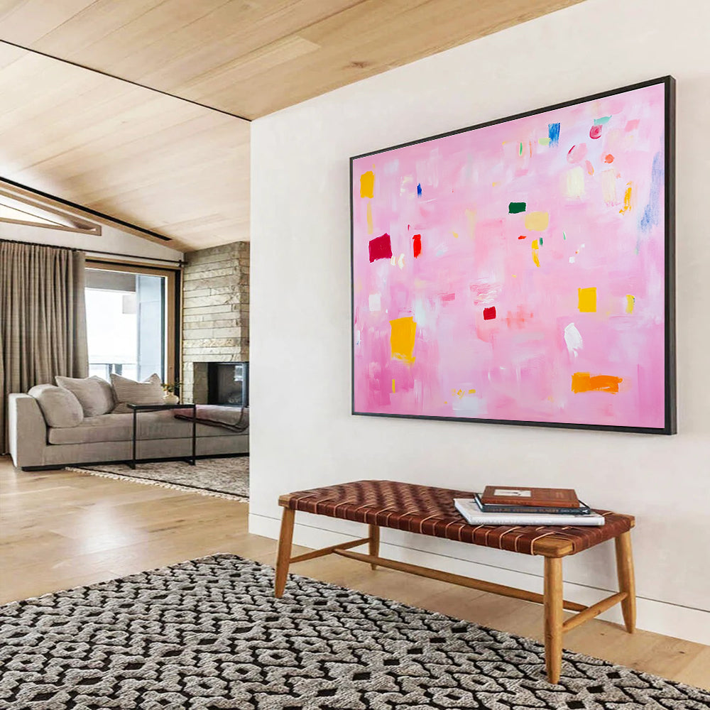 Delicate Pink Abstract Whimsical Charm Dots Painting ABS127