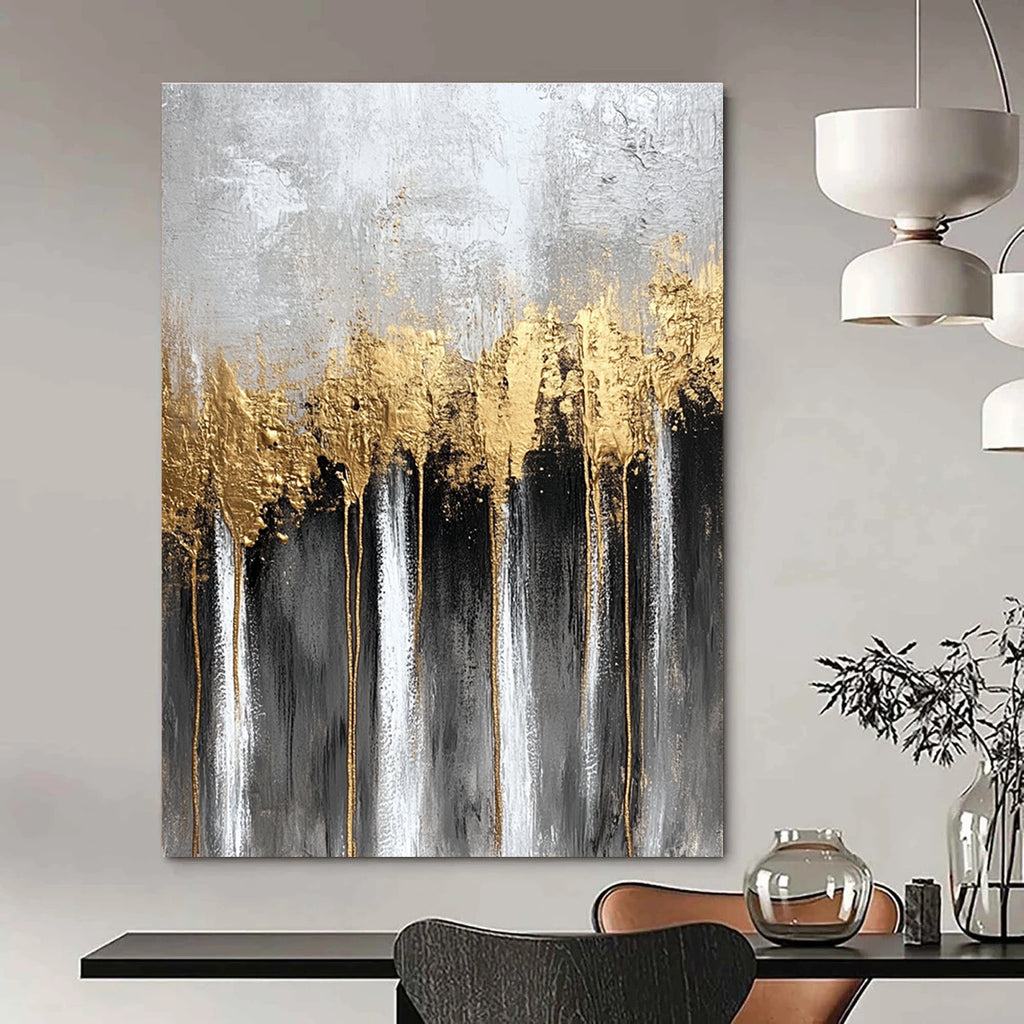 Gold Drip Abstract Painting for Luxe - Inspired Bedrooms GAB0859