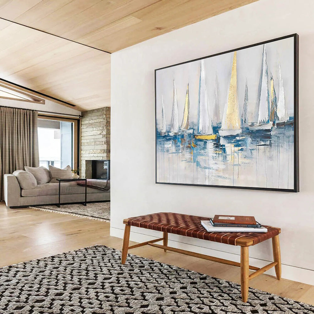 Sailboat Fleet Abstract Painting for Yacht Club Dining Rooms YHT259