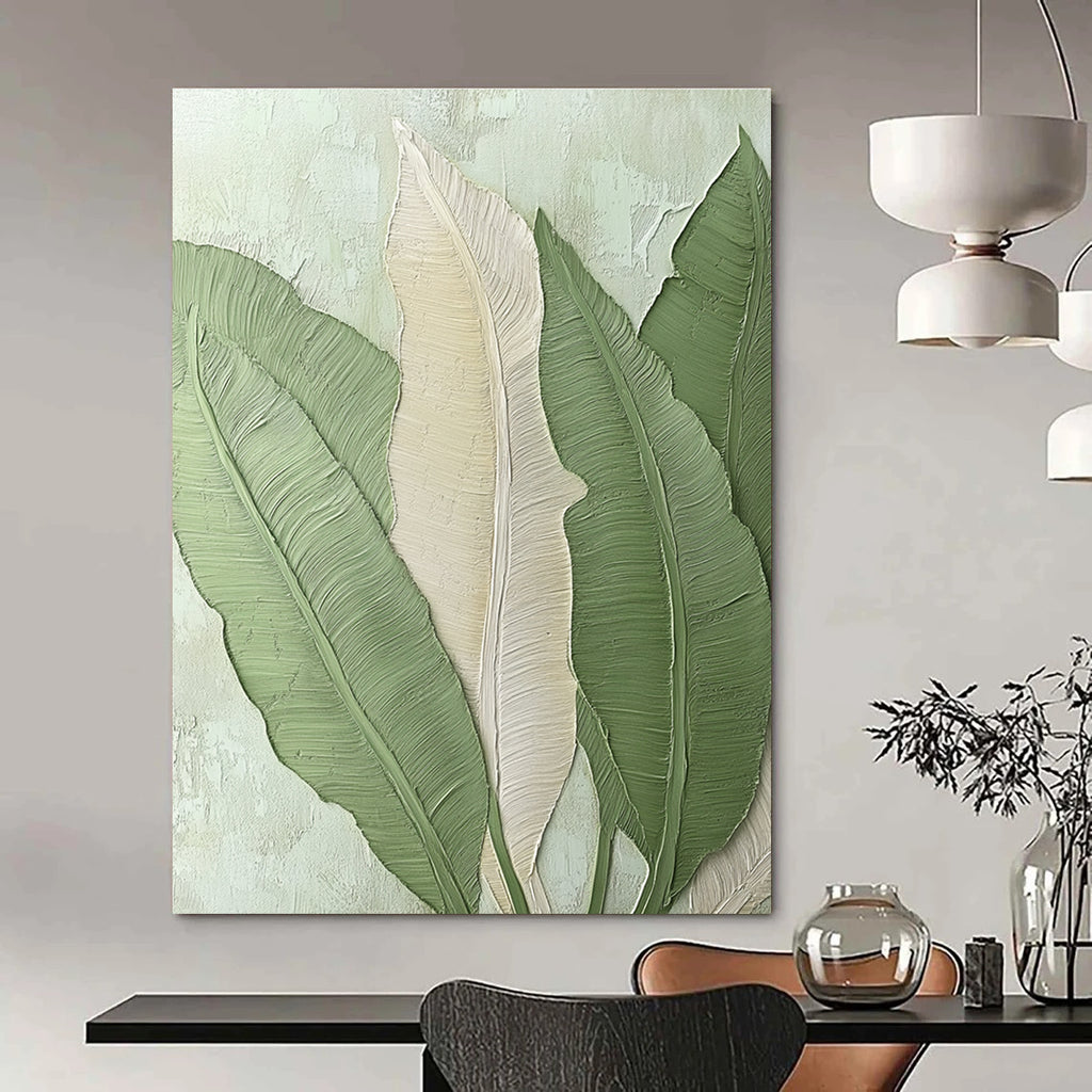 Textured Leaves Abstract Painting with Relief Effects GAB0002