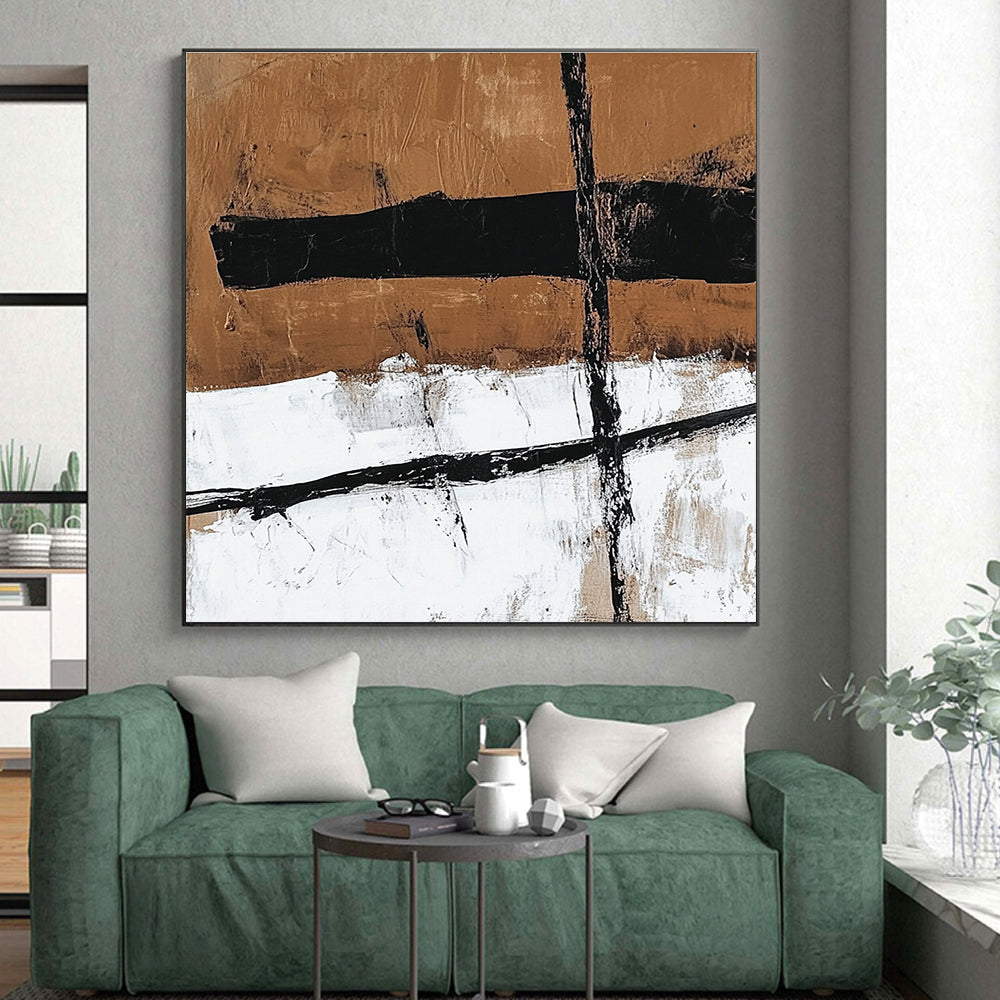 Earthy Tones and Lines Abstract Painting with Rustic Sophistication WINK188