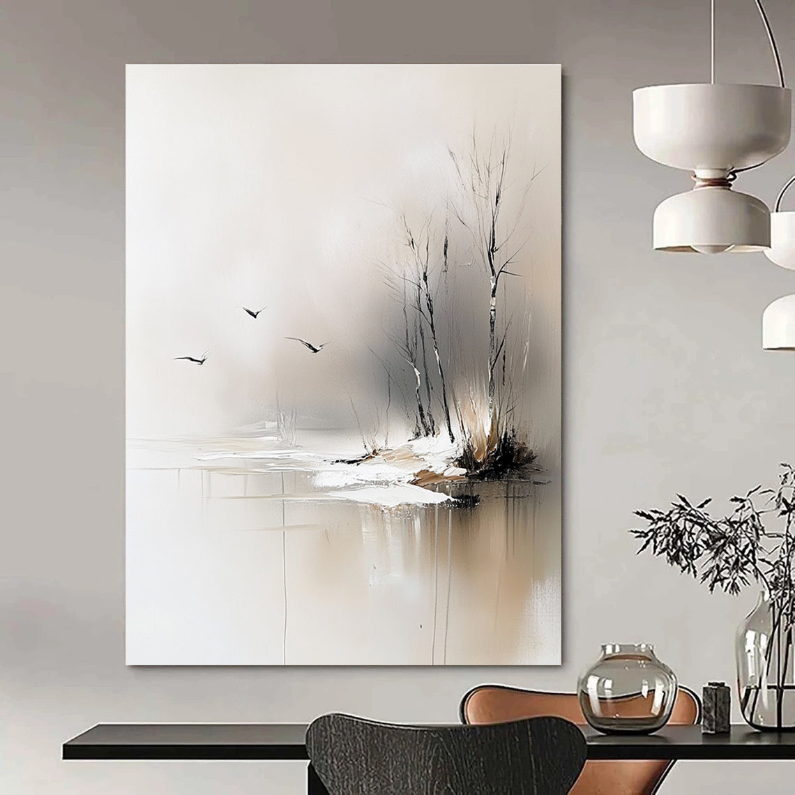 Winter Lake Abstract - Serene Snowy Landscape Art GAB0539
