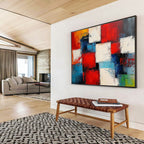 Geometric Color Collage Abstract Painting with Dynamic, Structured Combinations ABS505