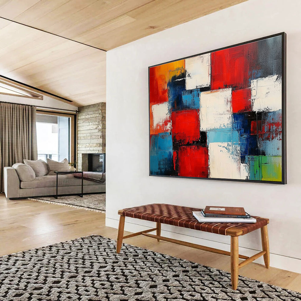 Geometric Color Collage Abstract Painting with Dynamic, Structured Combinations ABS505