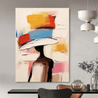 Colorful Hat - Wearing Figure Abstract Painting for Fashion - Inspired Interiors HENG324