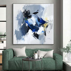 Blue Gray Abstract Bird Painting with Dynamic Grace WINK781