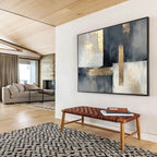 Gray and Gold Geometric Abstract Painting with Sophisticated Contrast ABS406