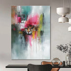 Colorful Cat Abstract - Expressive Feline Abstract Painting GAB0641