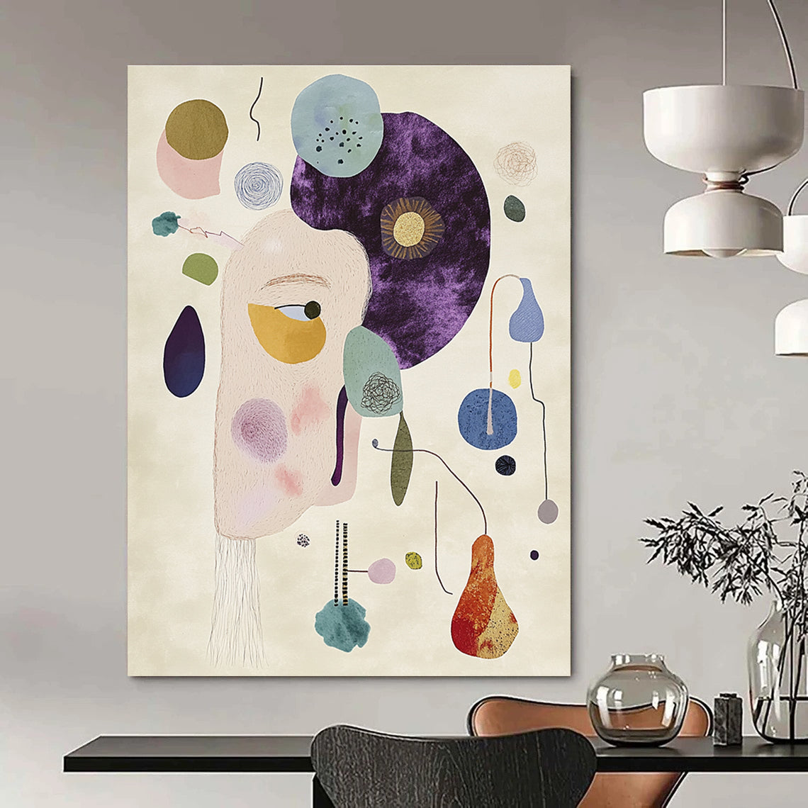 Whimsical Abstract Face Creative Abstract Painting for Eclectic Homes GAB1396
