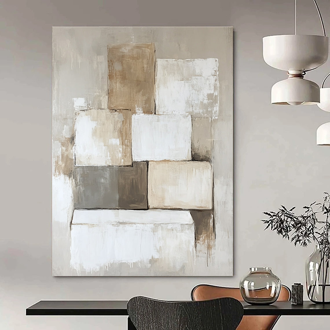 Neutral Tones Abstract Painting for Scandinavian - Style Homes GAB0904