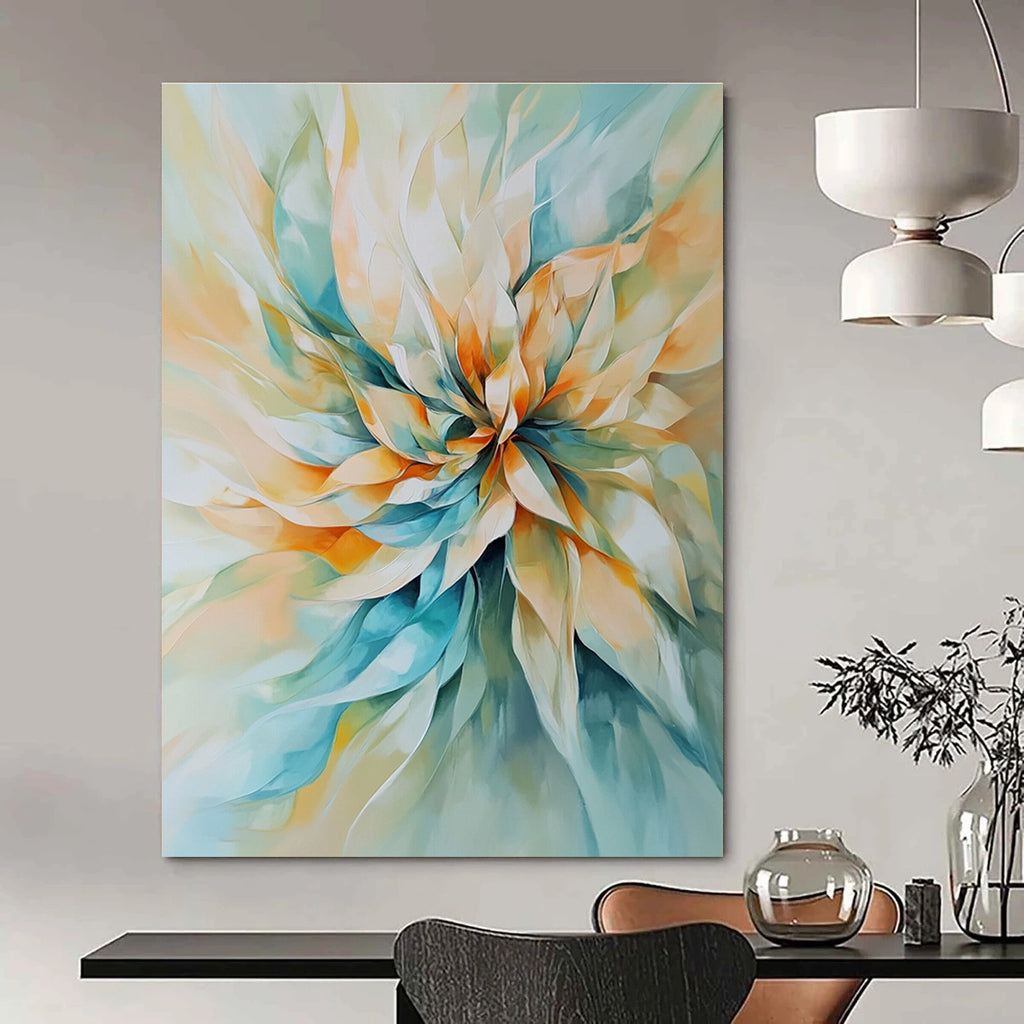 Pastel Flower Burst Abstract Painting for Charming Cafes GAB1103