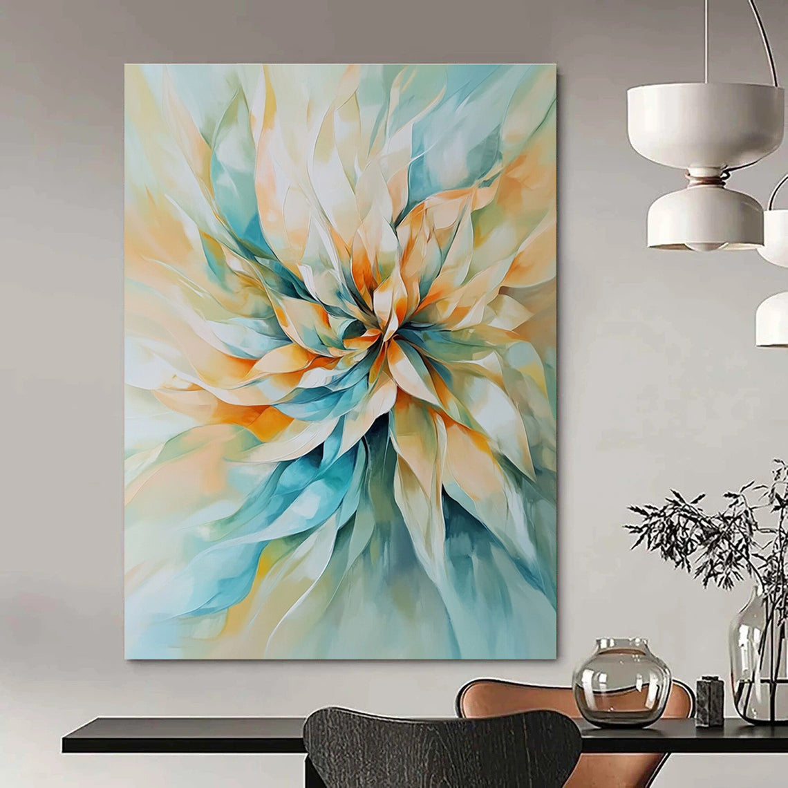 Pastel Flower Burst Abstract Painting for Charming Cafes GAB1103
