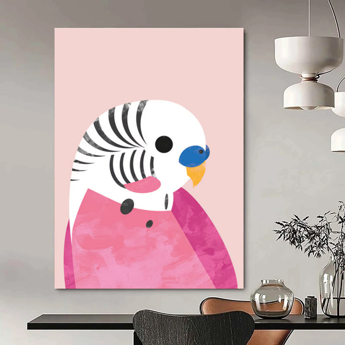 Playful Pink - Themed Parrot Art for Whimsical Spaces HENG227