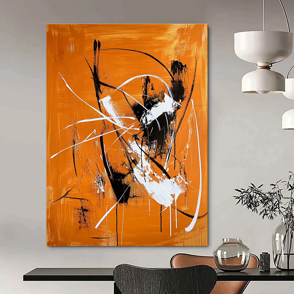 Dynamic Line - Driven Abstract Painting for Industrial - Style Spaces GAB0877