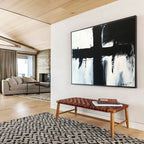 Bold Black Cross: Stark Contrast and Dramatic Impact Abstract Painting ABS179
