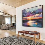 Purple Sky Sunset Abstract Painting with Vibrant Colors ABS293